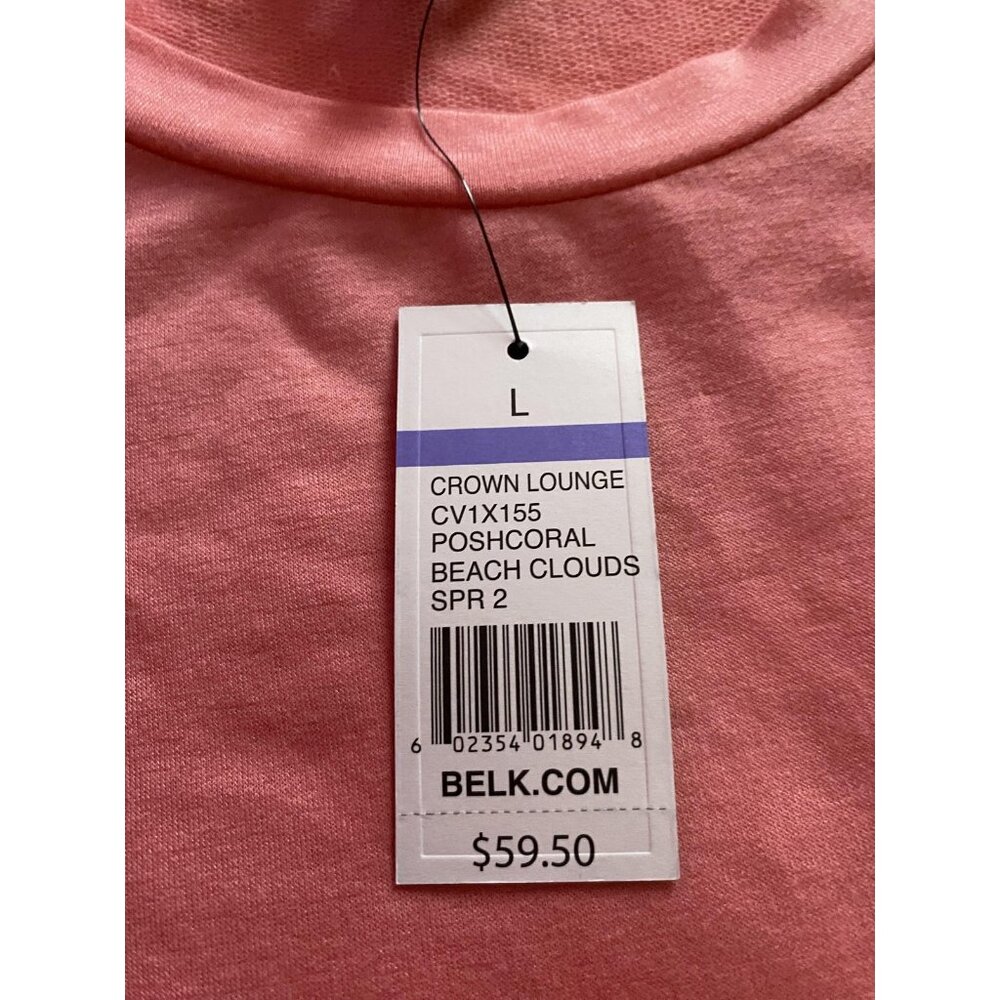 Crown & Ivy Dress Womens Large Coral Puff Sleeve Lounge T Shirt Poshcoral Casual - Picture 4 of 9